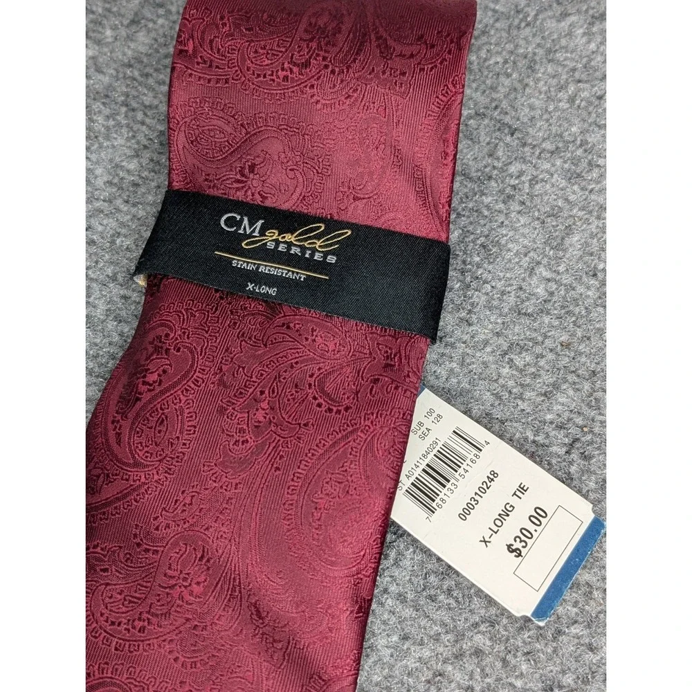 NWT Casual Male‎ Gold Series Silk Tie Burgundy Paisley Necktie Long 61